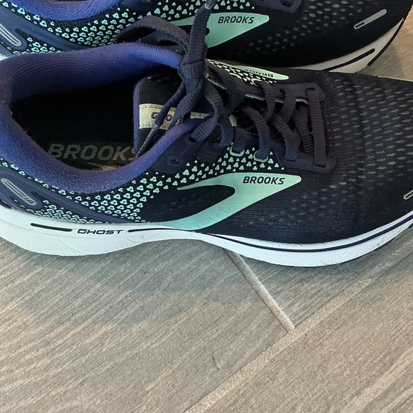 Brooks Ghost 14 Navy and Aqua Running Shoes Women’s Sz 8D Wide #1203561D446 - Picture 5 of 7